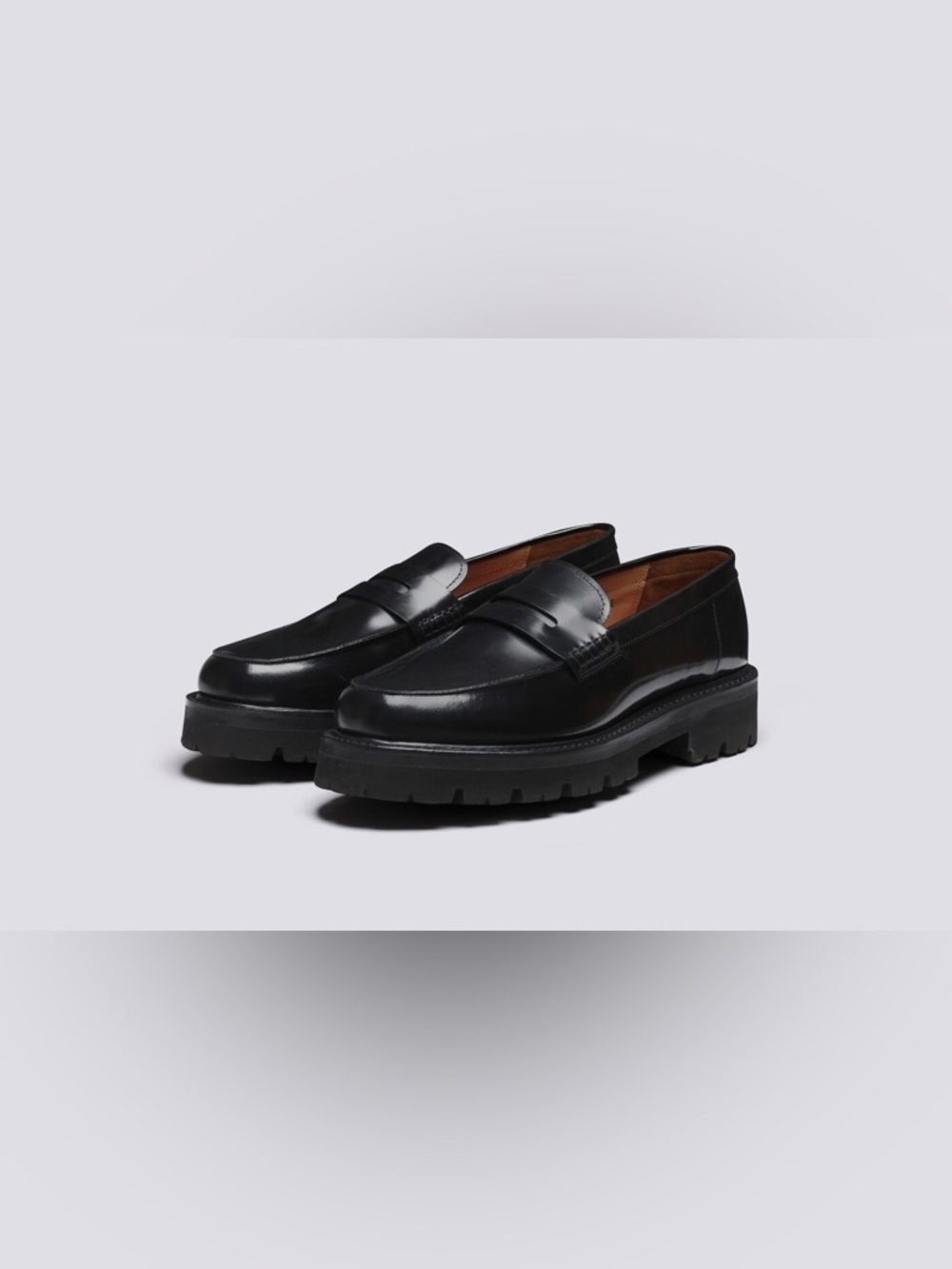 Grenson Black Leather mens Loafers with Red Insole